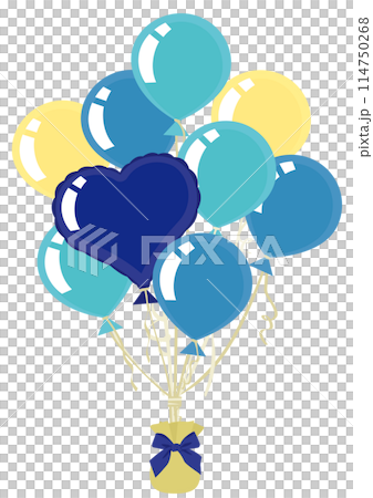 Vector illustration of a balloon parfait with cute hearts (blue) 114750268