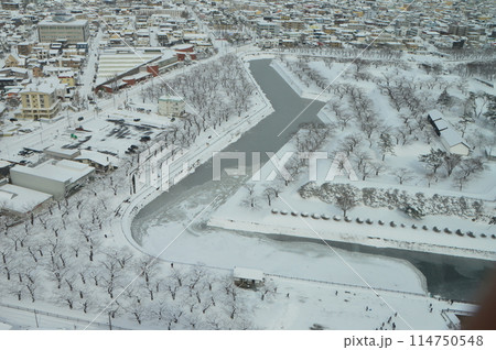 五稜郭タワーの展望台1Fから見た雪の五稜郭（北海道函館市五稜郭町44） 114750548