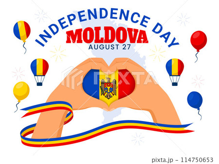 Moldova Independence Day Vector Illustration for August 27 featuring a Waving Flag in a National Holiday Flat Cartoon Style Background Moldova Independence Day Vector Illustration for August 27 featuring a Waving Flag in a National Holiday Flat Cartoon Style Background 114750653