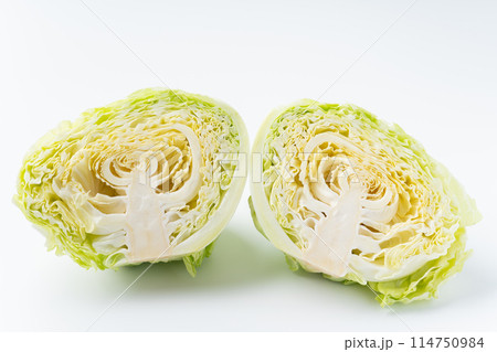 ハーフカットしたキャベツの断面 ハーフカットしたキャベツの断面 114750984