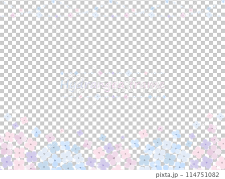 A stylish rainy season frame background illustration with hydrangea flowers and rain 114751082