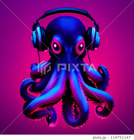 ヘッドホンをつけたタコ 114751147