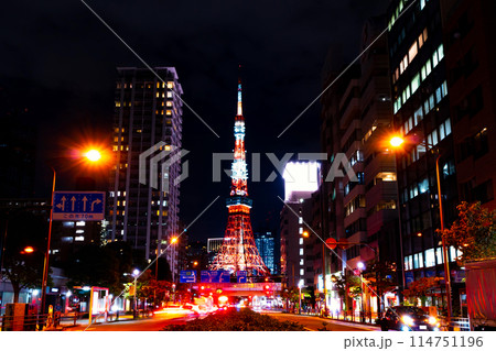 東京タワーと三田通り 東京タワーと三田通り 114751196