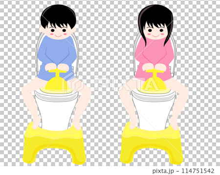 孩子坐在馬桶上 114751542