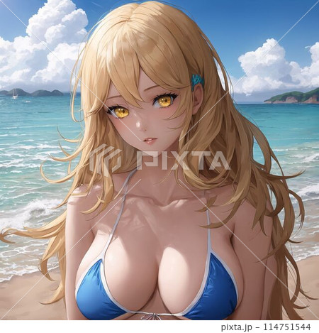 水着の金髪巨乳美女 水着の金髪巨乳美女 114751544