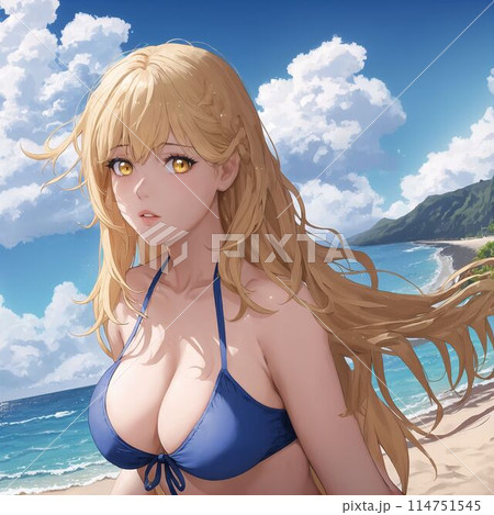 水着の金髪巨乳美女 114751545