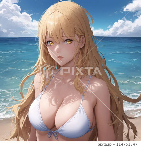 水着の金髪巨乳美女 114751547