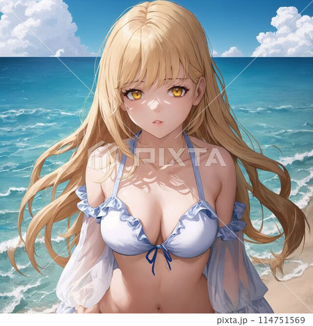 水着の金髪巨乳美女 114751569