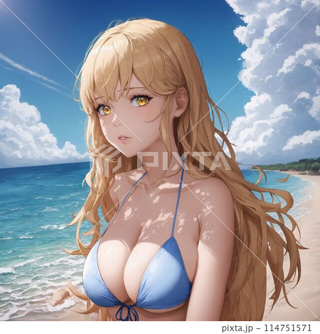 水着の金髪巨乳美女 114751571