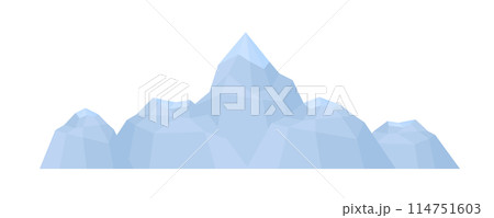 シンプルな雪山の山脈風景イラスト　白い背景に分離されたフラットなベクター素材 114751603