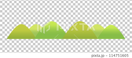 簡單清新的綠山風景插畫白色背景下分離的平面向量素材 114751605