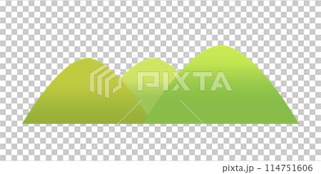 簡單清新的綠山風景插畫白色背景下分離的平面向量素材 114751606