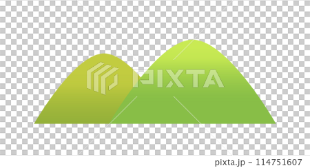 簡單清新的綠山風景插畫白色背景下分離的平面向量素材 114751607