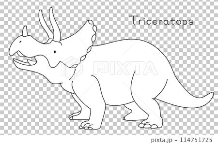 Cute dinosaur Triceratops horizontal line drawing 114751725