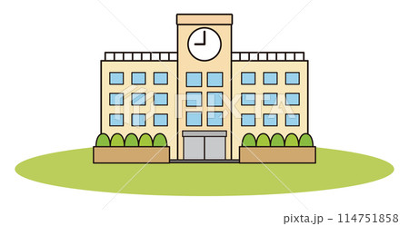 シンプルな学校の校舎 シンプルな学校の校舎 114751858