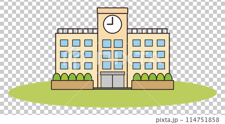 シンプルな学校の校舎 シンプルな学校の校舎 114751858