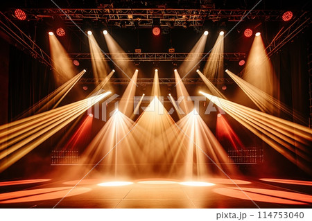 Dramatic stage lighting on empty theater stage Dramatic stage lighting on empty theater stage 114753040