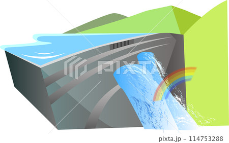 虹がかかる黒部ダム 114753288