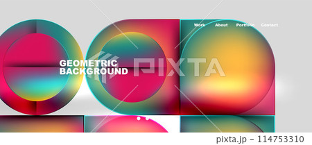 Round squares, circles with fluid gradients. Vector Illustration For Wallpaper, Banner, Background, Card, Book Illustration, landing page 114753310