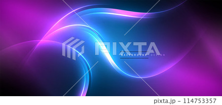 The image shows a flowing mixture of blue and purple on a deep black backdrop The image shows a flowing mixture of blue and purple on a deep black backdrop 114753357