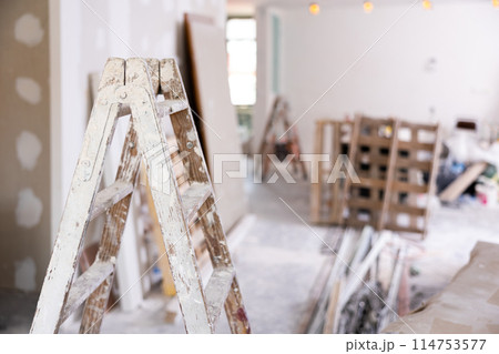 Stepladder and other repair tools in repaired room Stepladder and other repair tools in repaired room 114753577