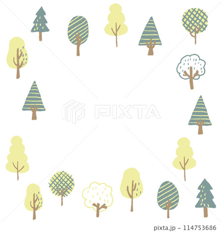 かわいい手描き木のフレーム かわいい手描き木のフレーム 114753686