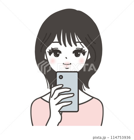 スマホで撮影する女性 114753936
