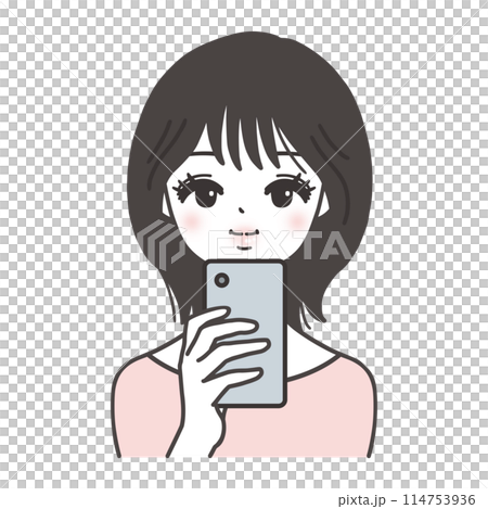 スマホで撮影する女性 114753936
