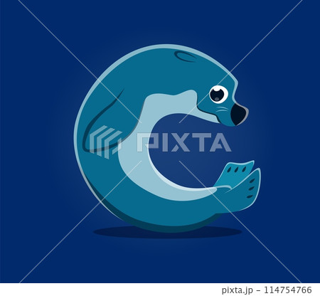 Sea animal or underwater font, letter C as cartoon seal character, vector ABC type. Sea animal font or underwater ocean life alphabet, letter C as funny seal for kids undersea typography Sea animal or underwater font, letter C as cartoon seal character, vector ABC type. Sea animal font or underwater ocean life alphabet, letter C as funny seal for kids undersea typography 114754766