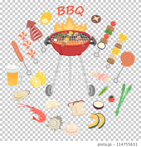 燒烤圖像插圖圓形 114755631