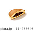 Dorayaki, a digital painting of Japanese pan cake with azuki red bean sweet pastry illustration isolated on white background. 114755646