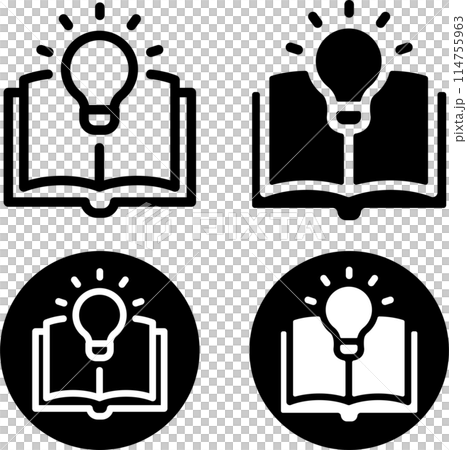 Book and light bulb icon set Book and light bulb icon set 114755963