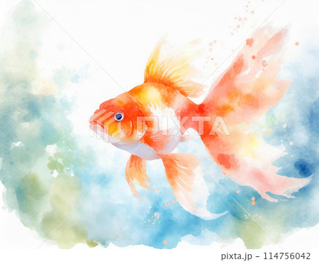 水彩 金魚のイラスト Generative AI のイラスト素材 [114756042] - PIXTA
