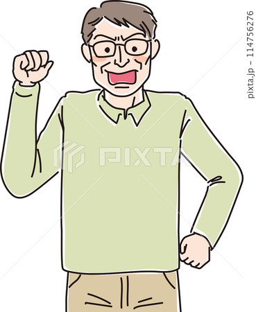 人物イラスト_怒った表情_中高年男性_50代60代男性_中年男性_中高年_おじさん 人物イラスト_怒った表情_中高年男性_50代60代男性_中年男性_中高年_おじさん 114756276