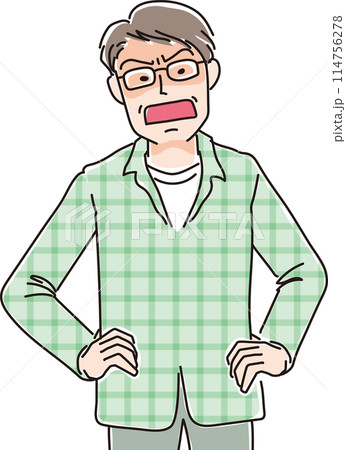 人物イラスト_怒った表情_男性_40代50代男性_中年男性_中年_おじさん 人物イラスト_怒った表情_男性_40代50代男性_中年男性_中年_おじさん 114756278