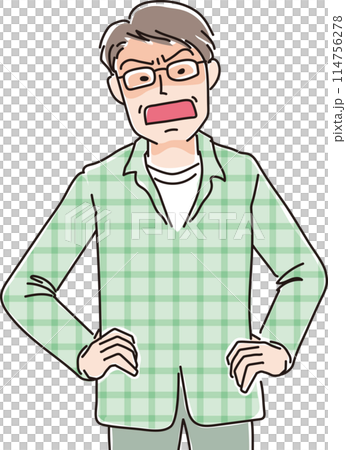 人物イラスト_怒った表情_男性_40代50代男性_中年男性_中年_おじさん 人物イラスト_怒った表情_男性_40代50代男性_中年男性_中年_おじさん 114756278