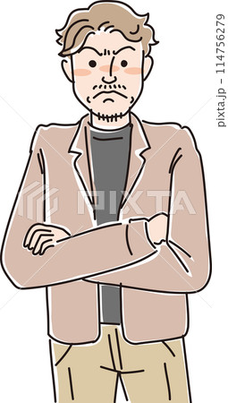 人物イラスト_怒った表情_男性_20代30代男性_パパ_男の人 114756279