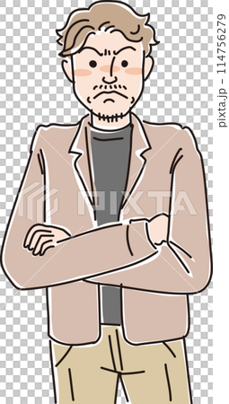 人物イラスト_怒った表情_男性_20代30代男性_パパ_男の人 114756279