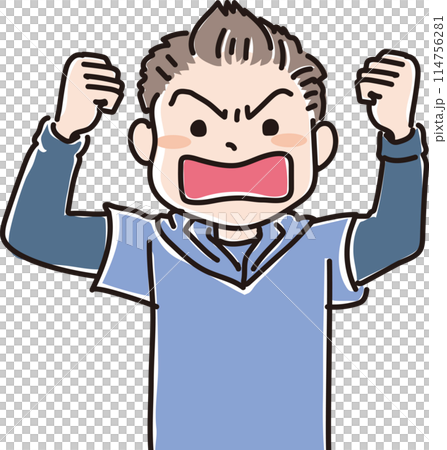 人物イラスト_怒った表情_男の子_男子_小学生_子供 人物イラスト_怒った表情_男の子_男子_小学生_子供 114756281