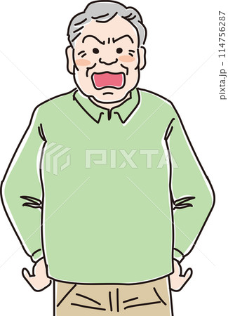 人物イラスト_怒った表情_高齢男性_70代80代男性_高齢者_おじいさん_祖父 人物イラスト_怒った表情_高齢男性_70代80代男性_高齢者_おじいさん_祖父 114756287