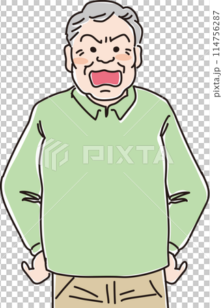 人物イラスト_怒った表情_高齢男性_70代80代男性_高齢者_おじいさん_祖父 人物イラスト_怒った表情_高齢男性_70代80代男性_高齢者_おじいさん_祖父 114756287
