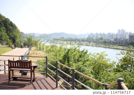 Namgang Yudeung Exhibition Center and Park in Jinju-si, South Korea - April 29, 2024 - Namgang Yudeung Exhibition Center and Park in Jinju-si, Gyeongsangnam-do, South Korea is a beautiful art park tha 114756717