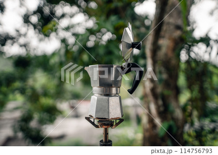 Coffee from a moka pot at home 114756793