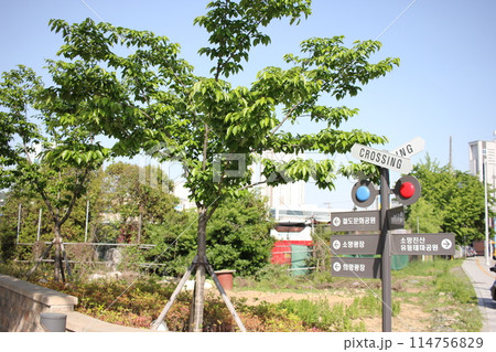 Namgang Yudeung Exhibition Center and Park in Jinju-si, South Korea - April 29, 2024 - Namgang Yudeung Exhibition Center and Park in Jinju-si, Gyeongsangnam-do, South Korea is a beautiful art park tha Namgang Yudeung Exhibition Center and Park in Jinju-si, South Korea - April 29, 2024 - Namgang Yudeung Exhibition Center and Park in Jinju-si, Gyeongsangnam-do, South Korea is a beautiful art park tha 114756829