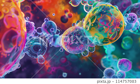 A colorful digital painting of cells dividing...のイラスト素材 [114757083] - PIXTA