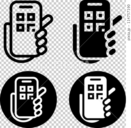 Hand holding a smartphone with a QR code Hand holding a smartphone with a QR code 114757190