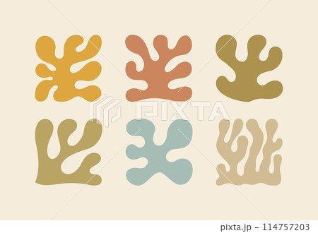Boho Summer Coral Set. Groovy Geometric Vector Organic Shapes. Abstract Matisse Collage Elements Boho Summer Coral Set. Groovy Geometric Vector Organic Shapes. Abstract Matisse Collage Elements 114757203
