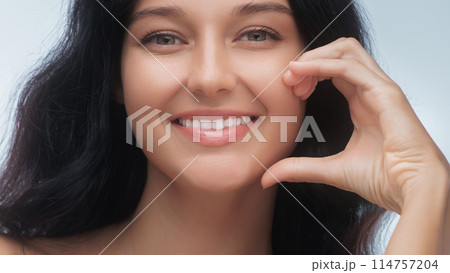 Bright Smile Beauty Woman Showcasing Dental Health Bright Smile Beauty Woman Showcasing Dental Health 114757204