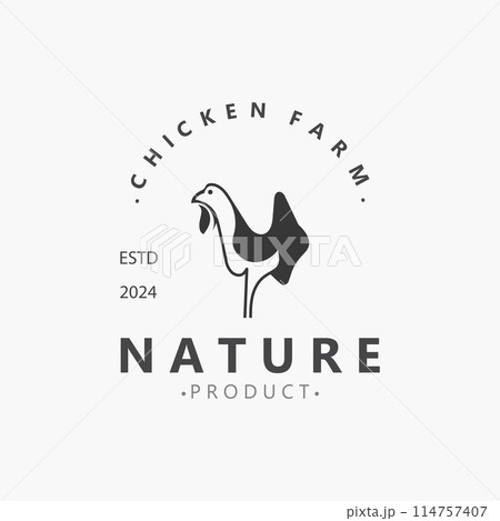 Chicken Farm logo design, animal icon for groceries, butcher shop, farmer market lifestock template 114757407