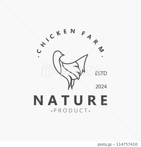 Chicken Farm logo design, animal icon for groceries, butcher shop, farmer market lifestock template 114757410